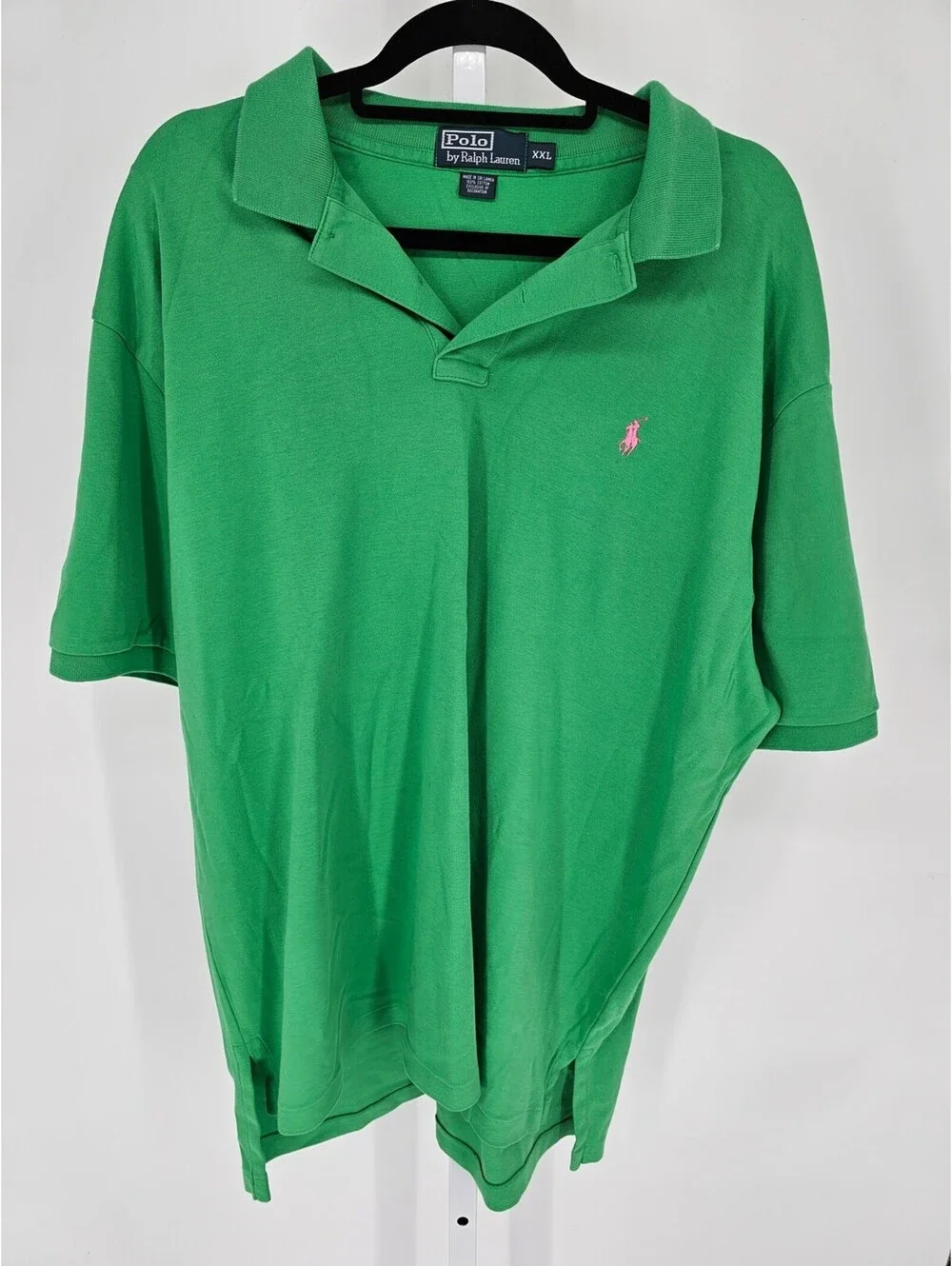 Polo Ralph Lauren Mens Sz XXL Short Sleeve Polo Shirt Green w/ Pink Pony
